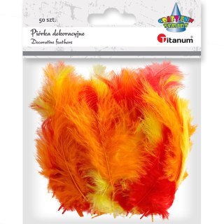 DECORATIVE FEATHERS RED, ORANGE, YELLOW 50 PCS. TITANUM CRAFT-FUN SERIES