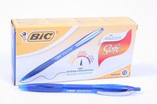 BIC ATLANTIS METAL CLIP BALL PEN BLUE BOX 12 PCS.