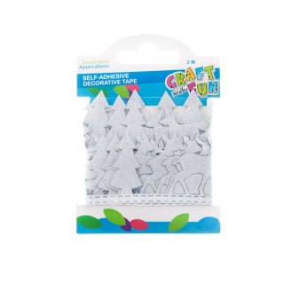 DECORATIVE SELF-ADHESIVE TAPE REINDEER 2M SILVER CRAFT WITH FUN 463494