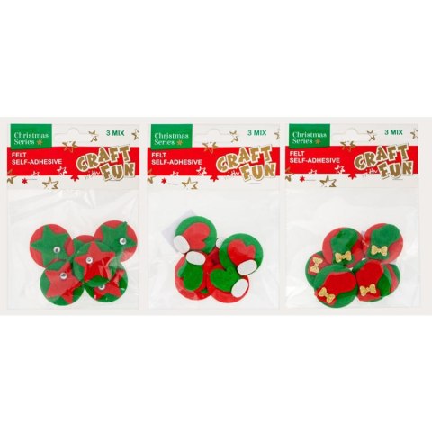 DECORATIVE SELF-ADHESIVE FELT CHRISTMAS MIX CRAFT WITH FUN 439589