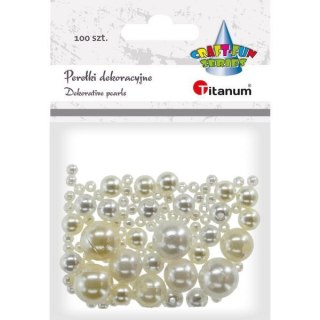 DECORATIVE PEARLS MIX SIZES WHITE 100 PCS. TITANUM CRAFT-FUN SERIES