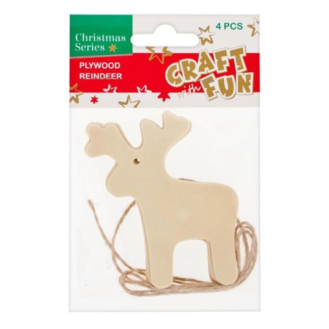 DECORATIVE WOODEN ORNAMENT BN REINDEER PENDANT CRAFT WITH FUN 438500