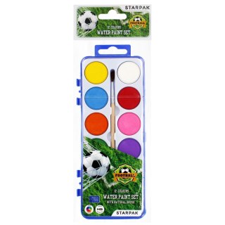 WATERCOLOR PAINTS 12 COLORS WITH BRUSH FOOTBALL STARPAK 479316