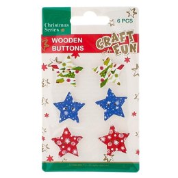 DECORATIVE WOODEN ORNAMENT BN BUTTON STAR CRAFT WITH FUN 438512