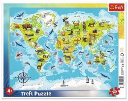 PUZZLE 25EL MAP OF THE WORLD WITH ANIMALS TREFL 31340