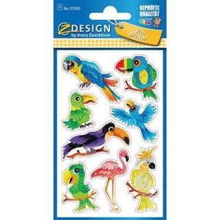 STICKERS 8X16 CM GLITTER BIRDS ZWECKFORM 57290