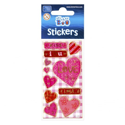 STICKERS 6X18CM SILVER HEARTS STICKER BOO 225030