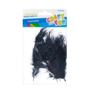 DECORATIVE FEATHERS BLACK 10-14 CM CRAFT WITH FUN 463632