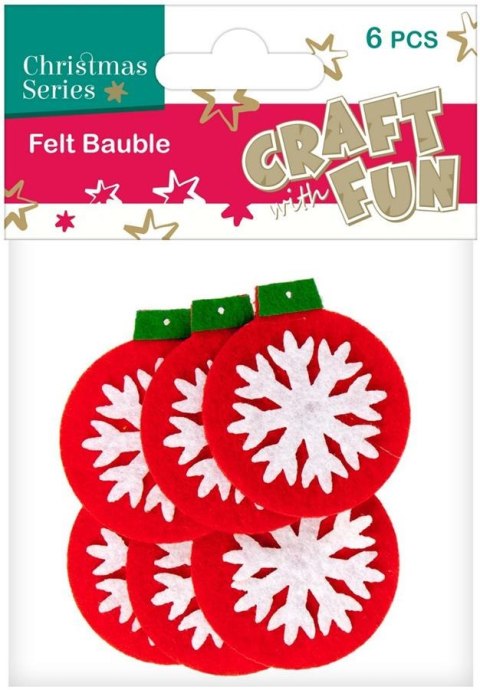 DECORATION CHRISTMAS FELT BAUBLE 6 PCS. CRAFT WITH FUN 383959