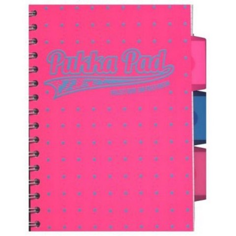 BOOKBOOK A5 100 SHEETS FLEECE PVC NEON PINK PUKKA 8472-NEO