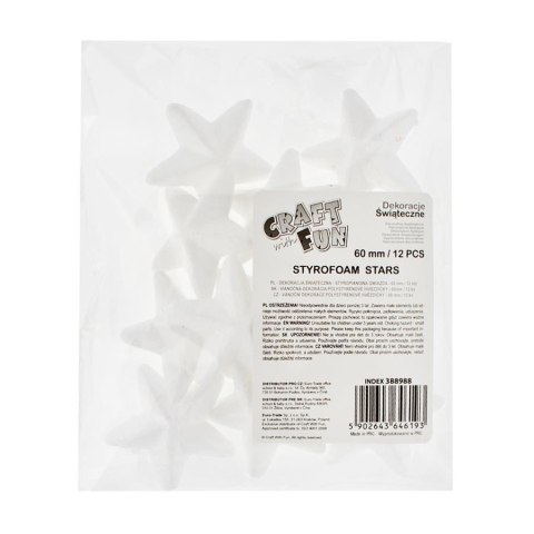 DECORATIVE STYROFOAM STAR 60MM PACK.12 PCS. CRAFT WITH FUN 388988