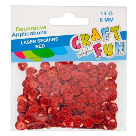 SEQUINS LASER ROUND 8 MM RED CRAFT WITH FUN 439336