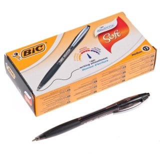 BIC ATLANTIS METAL CLIP BALL PEN BLACK BOX 12 PCS.