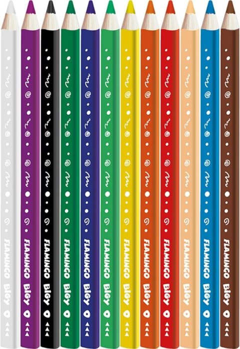 PG JUMBO BIGY PENCILS 12 COLORS FLAMINGO SHARPER