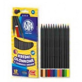 PENCILS 12 COLORS BLACK WOODEN SHARPER ASTRA 312114001