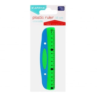 PLASTIC RULER 15 CM NAVY/GREEN PBH STARPAK 470968