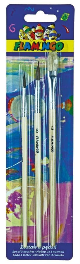 SCHOOL BRUSHES SET OF 3 FLAMINGO 356937 B/C