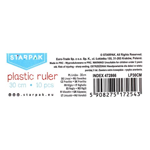 RULER 30CM PB A 10 STARPAK 472865