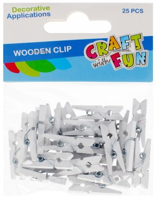 DECORATION DEK WOOD CLIP 25PCS 2.5CM WHITE CF12/144 CRAFT WITH FUN