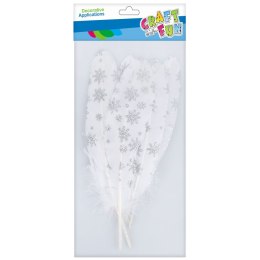 DECORATIVE FEATHERS WHITE STAR GLITTER 17-22CM CRAFT WITH FUN 463655