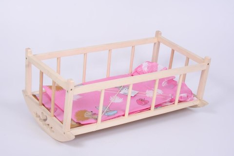 WOODEN CRADLE 52X34X22 WITH PATTERNED BEDDING MALIMAS 154248 MALIMAS