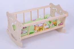 WOODEN CRADLE WITH BEDDING IN HEARTS MALIMAS 154422 MALIMAS