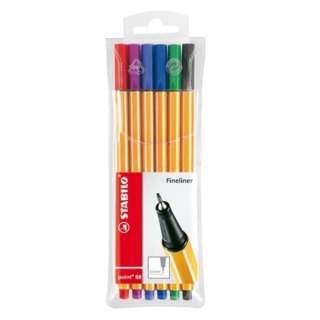 STABILO 88/6 STABILO FINE PEN SET OF 6 COLORS STABILO 88/6