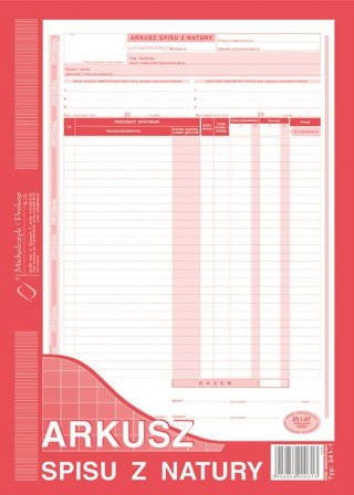 PRINTING A NATURAL LIST SHEET A4 MICHALCZYK&PROKOP 341-1 MICHALCZYK AND PROKOP