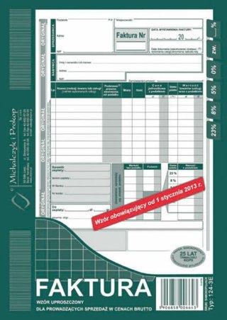 PRINTING A GROSS VAT INVOICE A5 MICHALCZYK&PROKOP 124-3E MICHALCZYK I PROKOP