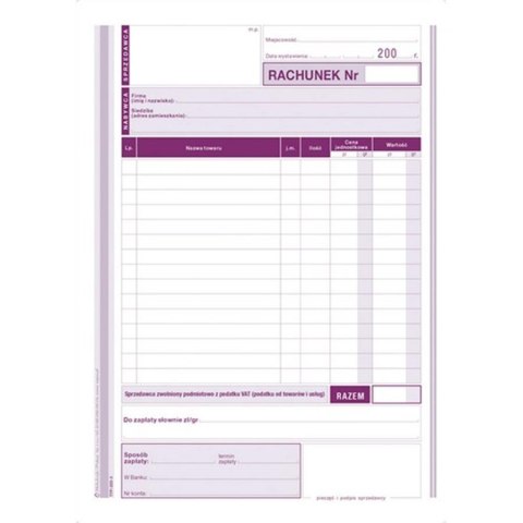 PRINTING BILL FOR ENTITY EXEMPTED FROM VAT A5 MICHALCZYK&PROKOP 223-3 MICHALCZYK I PROKOP