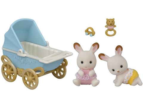 SYLVANIAN TWIN RABBIT TROLLEY CHECK 5432 WB6 EPOCH