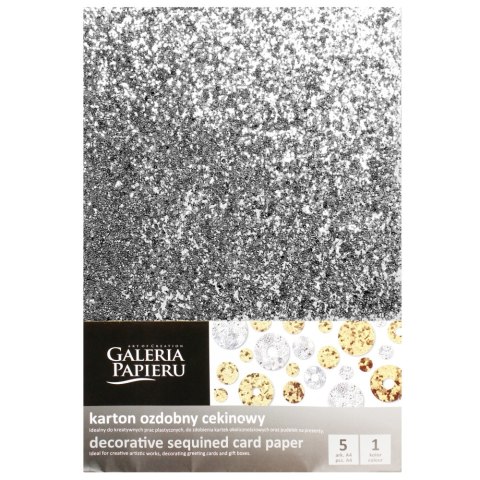 DECORATIVE CARDBOARD A4 210 G SEQUINS SILVER GALLERY PAPER PACK OF 5 PCS. ARGO 208505 ARGO