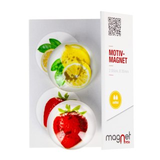 GLASS MAGNET LEMON/STRAWBERRY DOME 3.5 CM PACK.2 PCS. MAGNET 115-0-0021 MAGNET