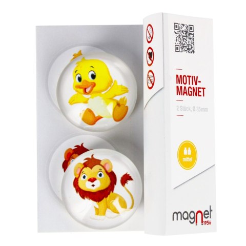 GLASS MAGNET DUCK/LION DOME 3.5 CM 2 PCS PACK MAGNET 115-0-0072 MAGNET