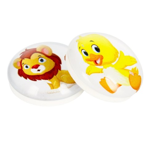 GLASS MAGNET DUCK/LION DOME 3.5 CM 2 PCS PACK MAGNET 115-0-0072 MAGNET