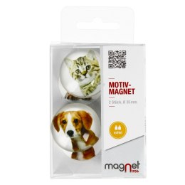 GLASS MAGNET CAT/DOG DOME 3.5 CM 2 PCS PACK MAGNET 15-0-0002 MAGNET