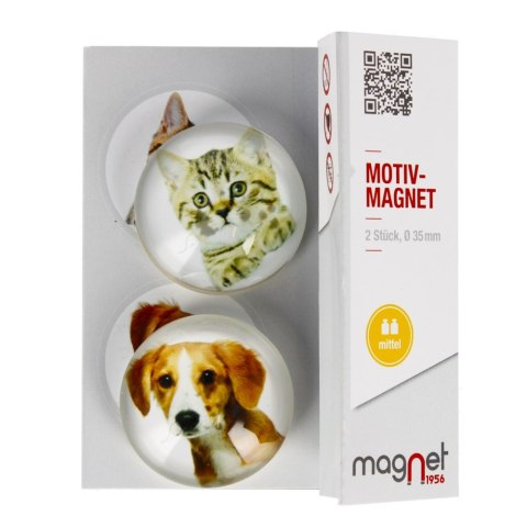 GLASS MAGNET CAT/DOG DOME 3.5 CM 2 PCS PACK MAGNET 15-0-0002 MAGNET