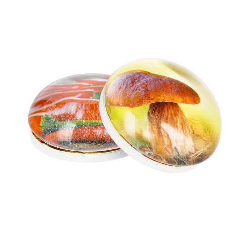 GLASS MAGNET PEPPERS/MUSHROOM CAPSULE 3.5 CM PACK.2 PCS. MAGNET 115-0-0024 MAGNET