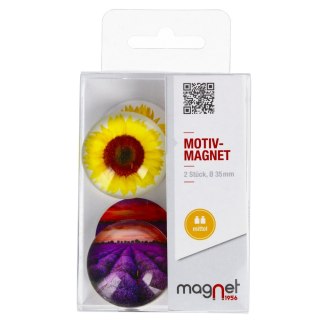 GLASS MAGNET SUNFLOWER/LAVENDER DOME 3.5 CM 2 PCS PACK. MAGNET 115-0-0015 MAGNET