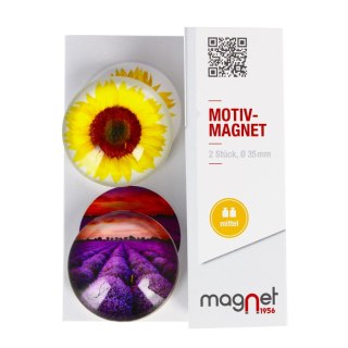 GLASS MAGNET SUNFLOWER/LAVENDER DOME 3.5 CM 2 PCS PACK. MAGNET 115-0-0015 MAGNET