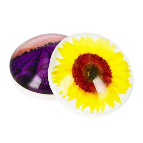 GLASS MAGNET SUNFLOWER/LAVENDER DOME 3.5 CM 2 PCS PACK. MAGNET 115-0-0015 MAGNET