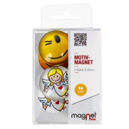 GLASS MAGNET SMILEY/ANGEL DOME PACK OF 2 PCS. MAGNET 115-0-0008 MAGNET