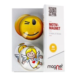 GLASS MAGNET SMILEY/ANGEL DOME PACK OF 2 PCS. MAGNET 115-0-0008 MAGNET