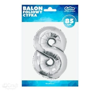 BALLOON NUMBER 8 35 CM SILVER GODAN GODAN