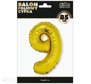 BALLOON NUMBER 9 85 CM GOLD GODAN GODAN