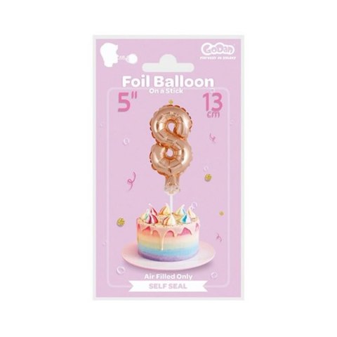 FOIL BALLOON 13 CM ON A STICK DIGIT 8 GOLD GODAN BC-5RZ8 GODAN