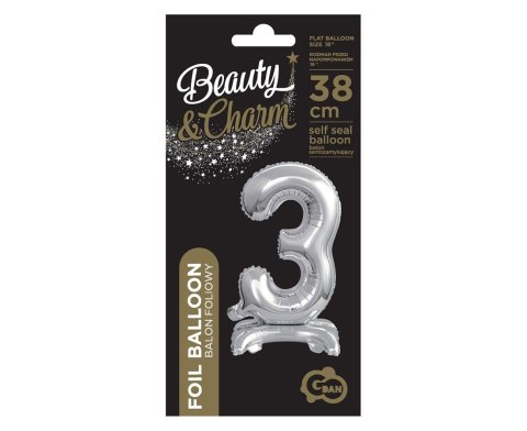 B&C FOIL BALLOON STANDING 3, SILVER, 38 CM GODAN