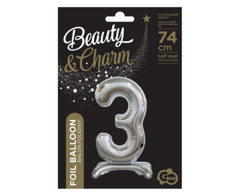 B&C FOIL BALLOON STANDING 3, SILVER, 74 CM BC-ASS3 GODAN