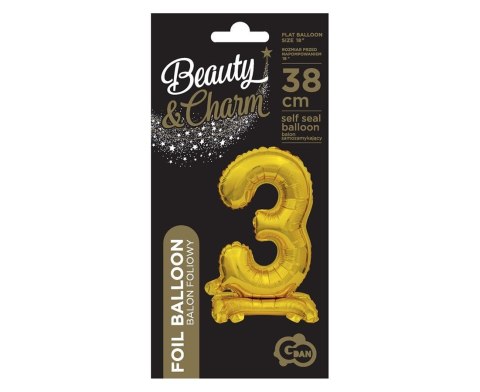 B&C FOIL BALLOON STANDING 3, GOLD, 38 CM GODAN