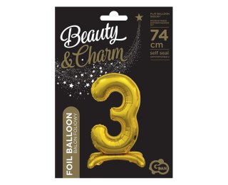 B&C FOIL BALLOON STANDING 3, GOLD, 74 CM BC-ASZ3 GODAN